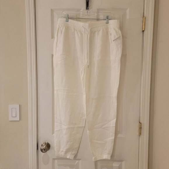 Athleta White Linen Retreat Jogger Pants - Picture 2 of 11